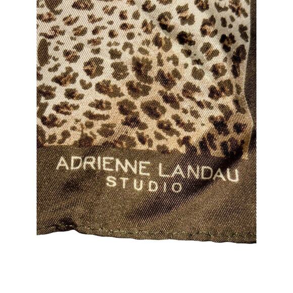 Adrienne Landau Studio Animal Print Polka Dot Square Silk Scarf 34” X 34” - Picture 3 of 8